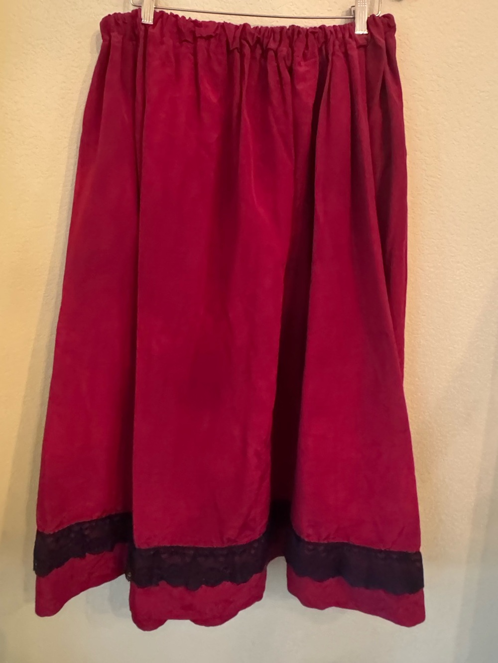 Old West Pioneer Prairie Skirt Burgundy Size XL